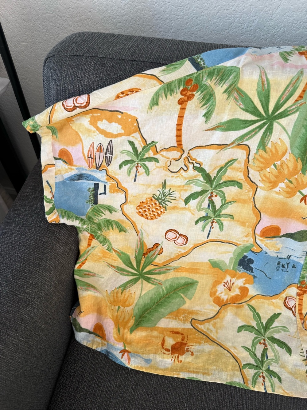 Rachel Zoe Tropical Print Button-Front Top in Yellow, Green, Blue - Picture 4 of 4